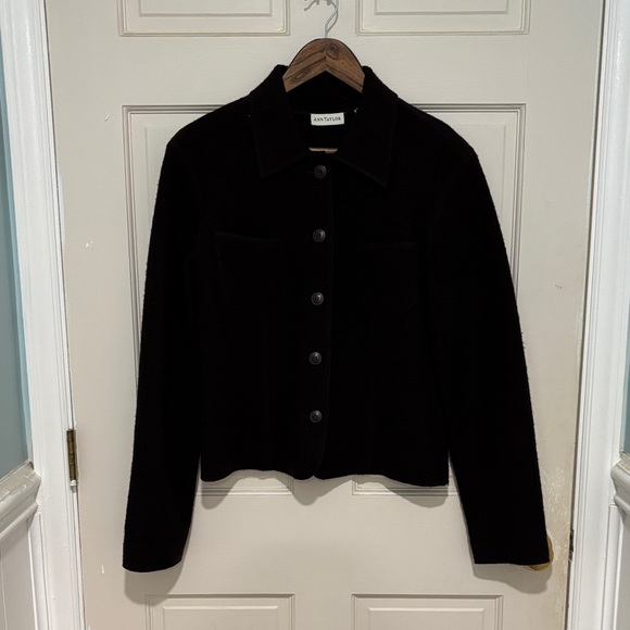 Ann Taylor Jackets & Blazers - Vintage Ann Taylor 100% Wool Espresso Brown Button Up Collared Shacket size S
